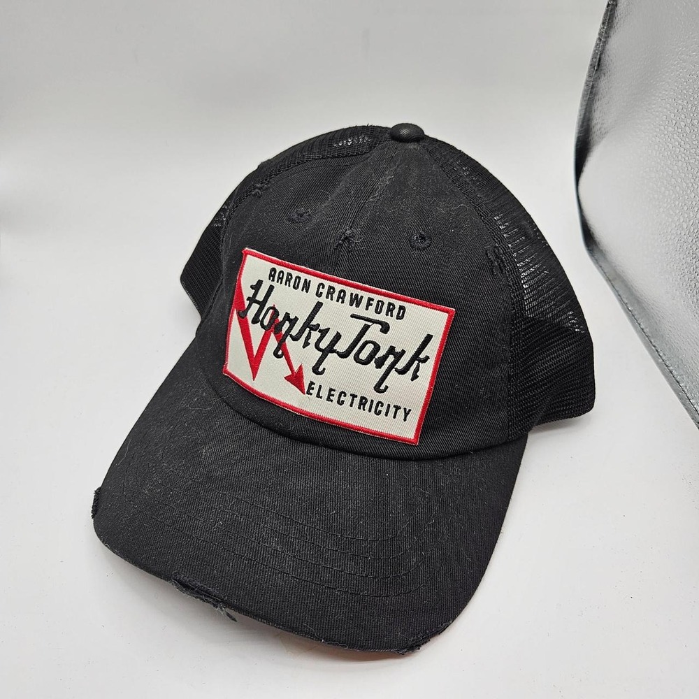 Aaron Crawford Hat Honky Tonk Electricity Trucker Black Country Music Snapback